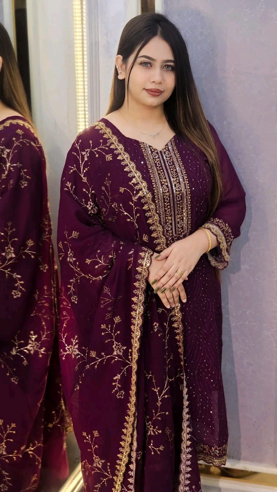 Georgette Embroidered Four-Piece Set – প্রিমিয়াম জর্জেট এমব্রয়ডারি ড্রেস | Party & Wedding Wear