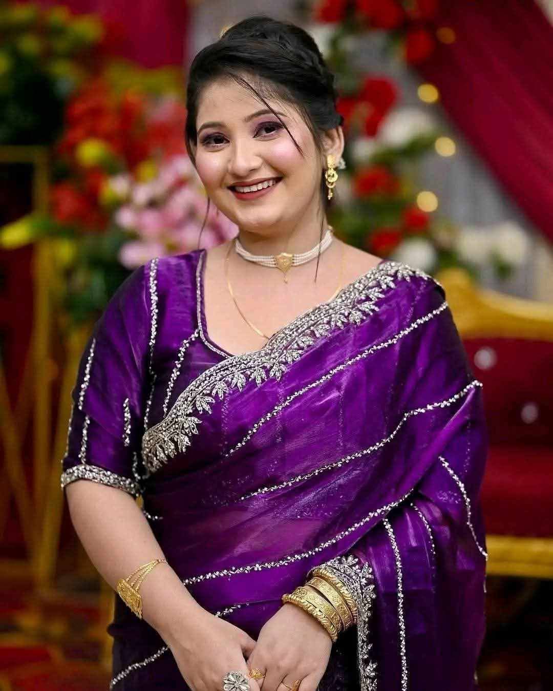 Driver Fashion | জর্জেট এমব্রয়ডারি শাড়ি ১২ হাত | ব্লাউজ পিস সহ শাড়ি